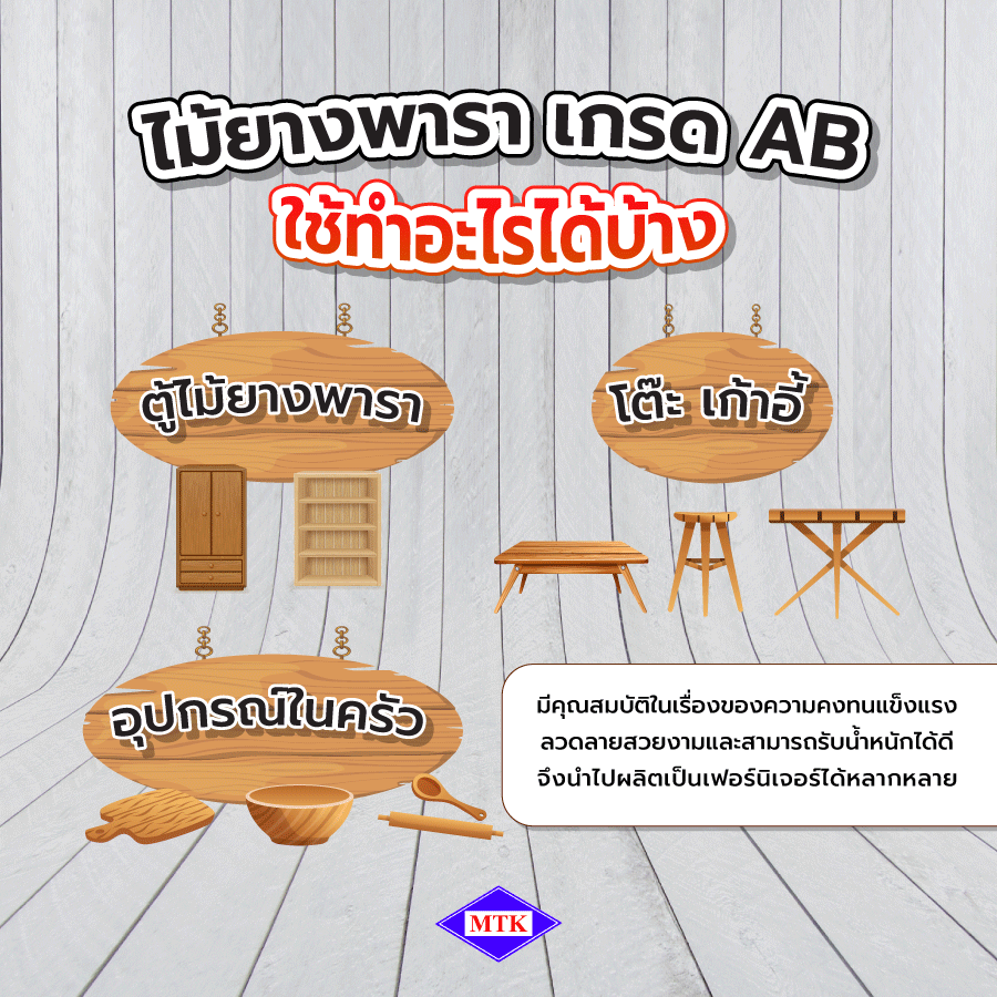 ไม้ยางพารา เกรด AB